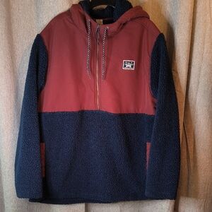 Hurley Red and Navy Sherpa Hoodie